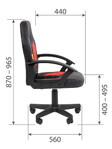Детское компьютерное кресло CHAIRMAN KIDS 111, экокожа, черный/красный